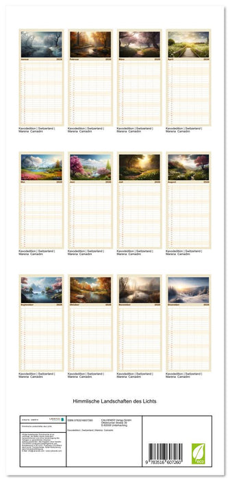 Himmlische Landschaften des Lichts (CALVENDO Familienplaner 2026)