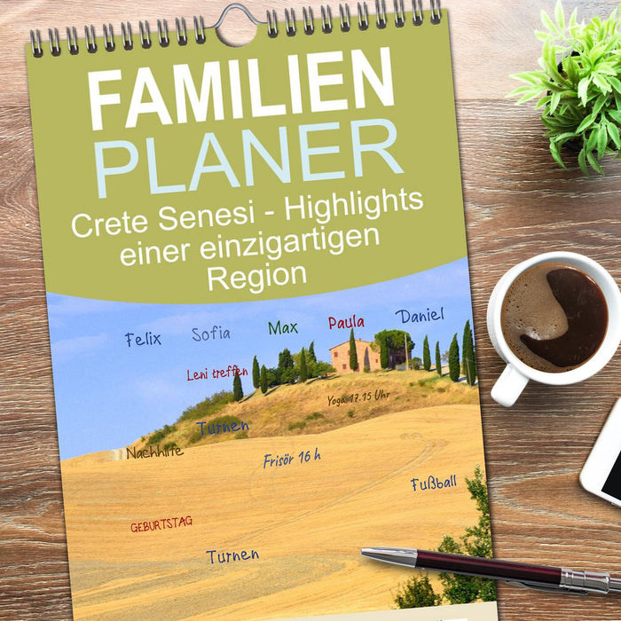 Crete Senesi - Highlights einer einzigartigen Region (CALVENDO Familienplaner 2026)