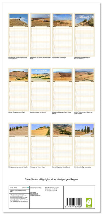 Crete Senesi - Highlights einer einzigartigen Region (CALVENDO Familienplaner 2026)