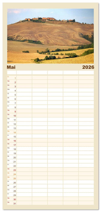 Crete Senesi - Highlights einer einzigartigen Region (CALVENDO Familienplaner 2026)