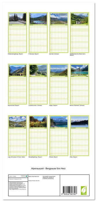 Alpenauszeit - Bergpause fürs Herz (CALVENDO Familienplaner 2026)