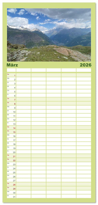 Alpenauszeit - Bergpause fürs Herz (CALVENDO Familienplaner 2026)