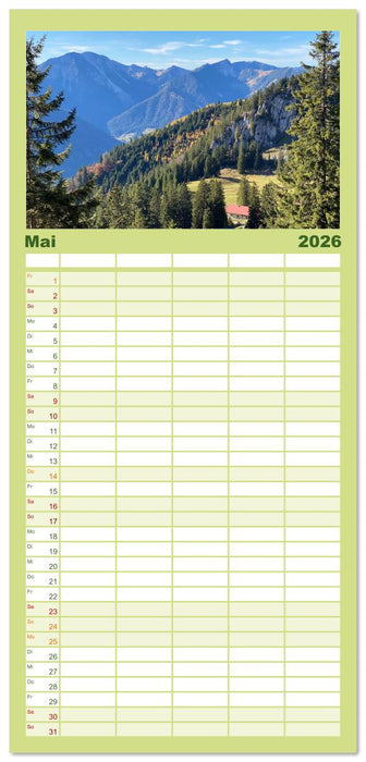 Alpenauszeit - Bergpause fürs Herz (CALVENDO Familienplaner 2026)