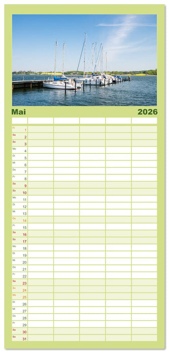 Die Schlei - Segelrevier und Naherholungsgebiet (CALVENDO Familienplaner 2026)