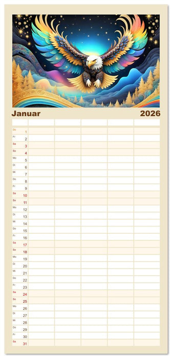 Tiere aus Regenbogenfarben (CALVENDO Familienplaner 2026)