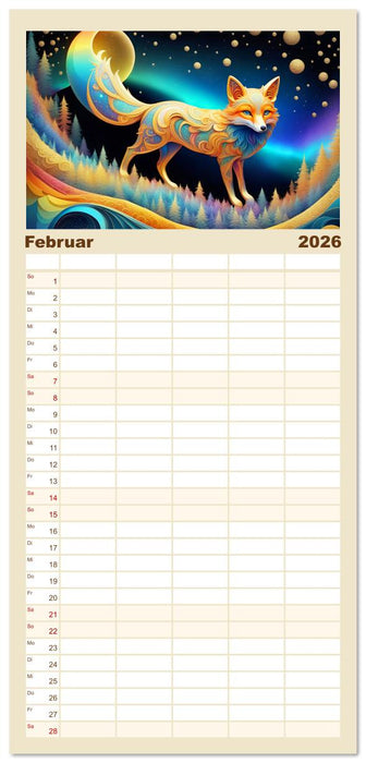 Tiere aus Regenbogenfarben (CALVENDO Familienplaner 2026)