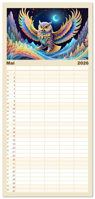 Tiere aus Regenbogenfarben (CALVENDO Familienplaner 2026)