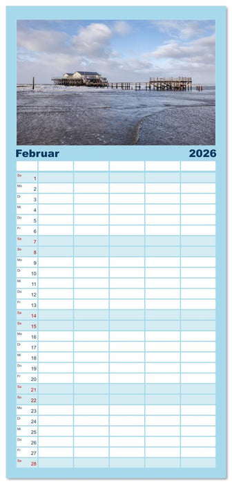 Nordfriesland - weiter Horizont, faszinierende Natur, idyllische Städte (CALVENDO Familienplaner 2026)