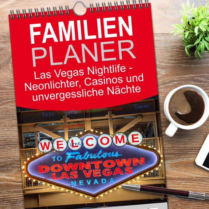 Las Vegas Nightlife - Neonlichter, Casinos und unvergessliche Nächte (CALVENDO Familienplaner 2026)