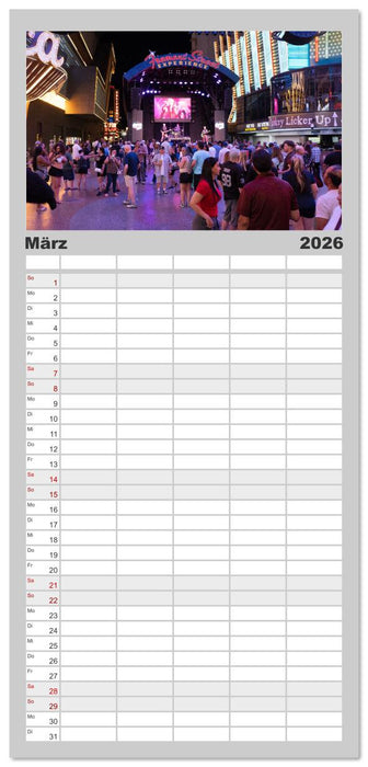 Las Vegas Nightlife - Neonlichter, Casinos und unvergessliche Nächte (CALVENDO Familienplaner 2026)