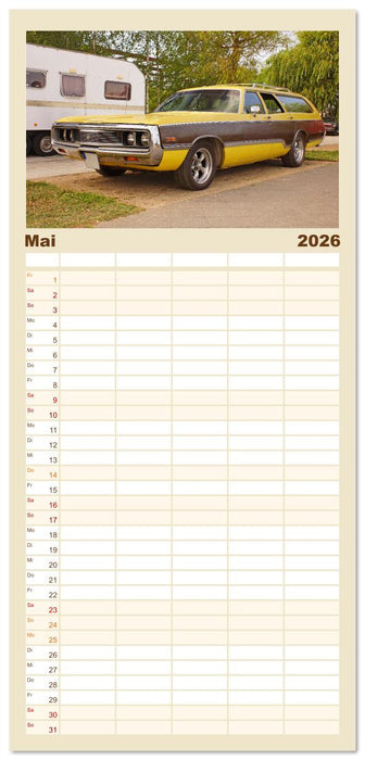 Damals war's - Oldtimer der Fünfziger bis Achtziger Jahre (CALVENDO Familienplaner 2026)