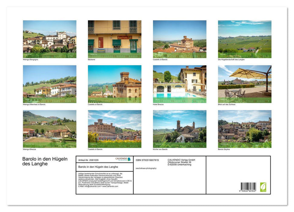Barolo in den Hügeln des Langhe (CALVENDO Wandkalender 2026)