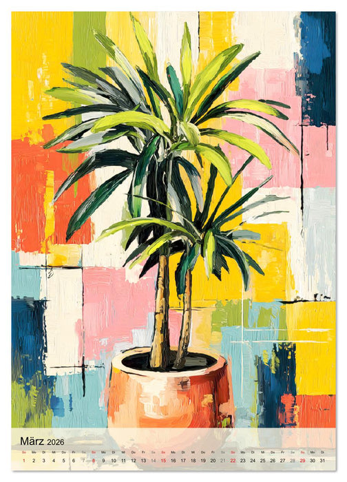 Kunst trifft Pflanze. Zimmerpflanzen als moderne Farb-Portraits (CALVENDO Wandkalender 2026)