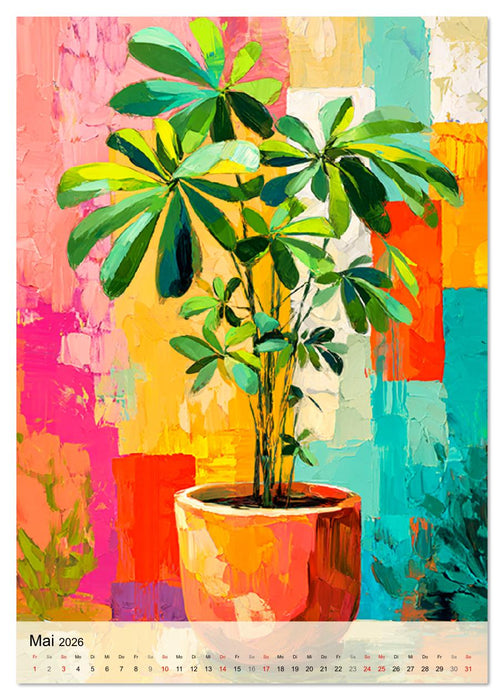 Kunst trifft Pflanze. Zimmerpflanzen als moderne Farb-Portraits (CALVENDO Premium Wandkalender 2026)