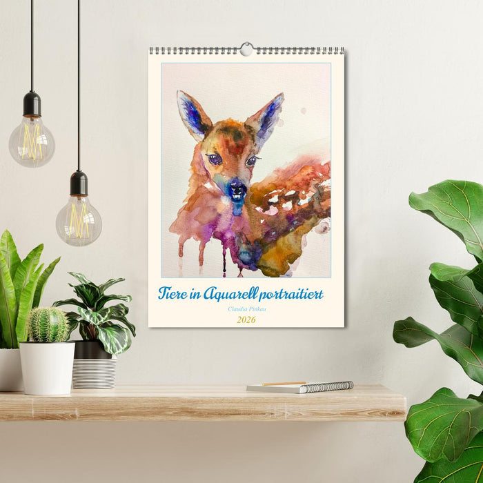 Tiere in Aquarell portraitiert (CALVENDO Wandkalender 2026)