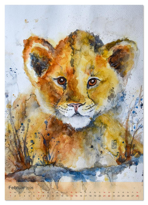 Tiere in Aquarell portraitiert (CALVENDO Wandkalender 2026)