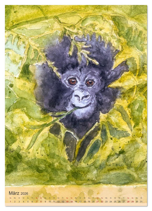 Tiere in Aquarell portraitiert (CALVENDO Wandkalender 2026)