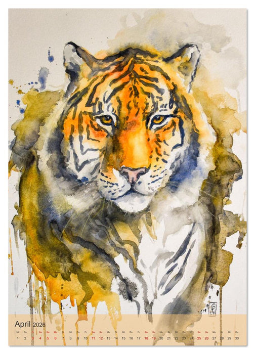 Tiere in Aquarell portraitiert (CALVENDO Wandkalender 2026)