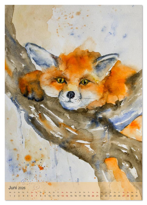 Tiere in Aquarell portraitiert (CALVENDO Wandkalender 2026)