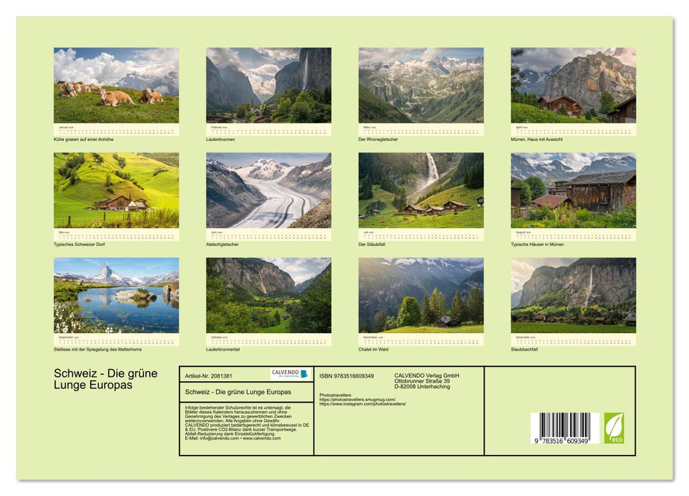 Schweiz - Die grüne Lunge Europas (CALVENDO Premium Wandkalender 2026)