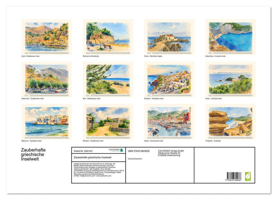 Zauberhafte griechische Inselwelt (CALVENDO Wandkalender 2026)