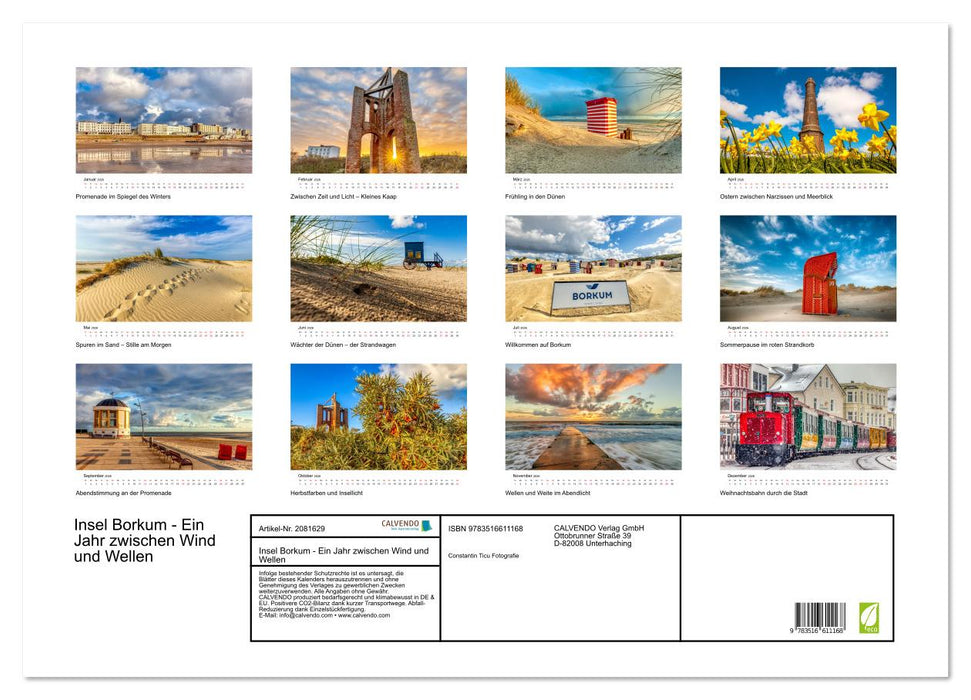 Insel Borkum - Ein Jahr zwischen Wind und Wellen (CALVENDO Wandkalender 2026)