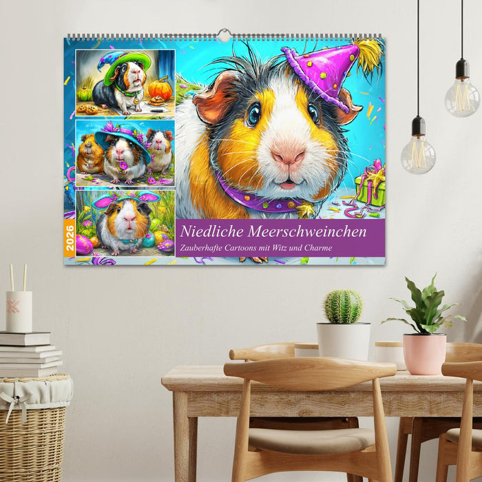 Niedliche Meerschweinchen. Zauberhafte Cartoons mit Witz und Charme (CALVENDO Wandkalender 2026)