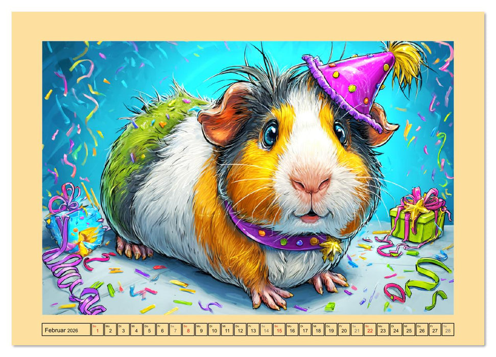 Niedliche Meerschweinchen. Zauberhafte Cartoons mit Witz und Charme (CALVENDO Wandkalender 2026)