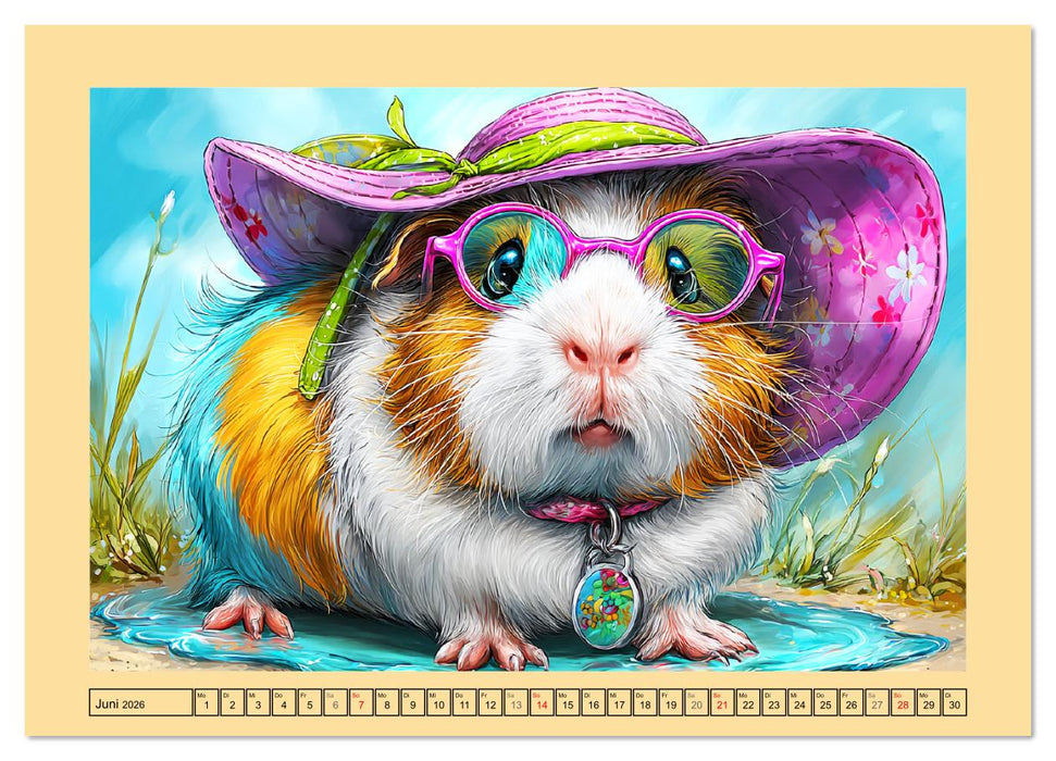 Niedliche Meerschweinchen. Zauberhafte Cartoons mit Witz und Charme (CALVENDO Wandkalender 2026)
