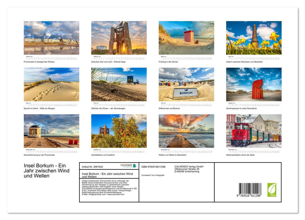 Insel Borkum - Ein Jahr zwischen Wind und Wellen (CALVENDO Premium Wandkalender 2026)