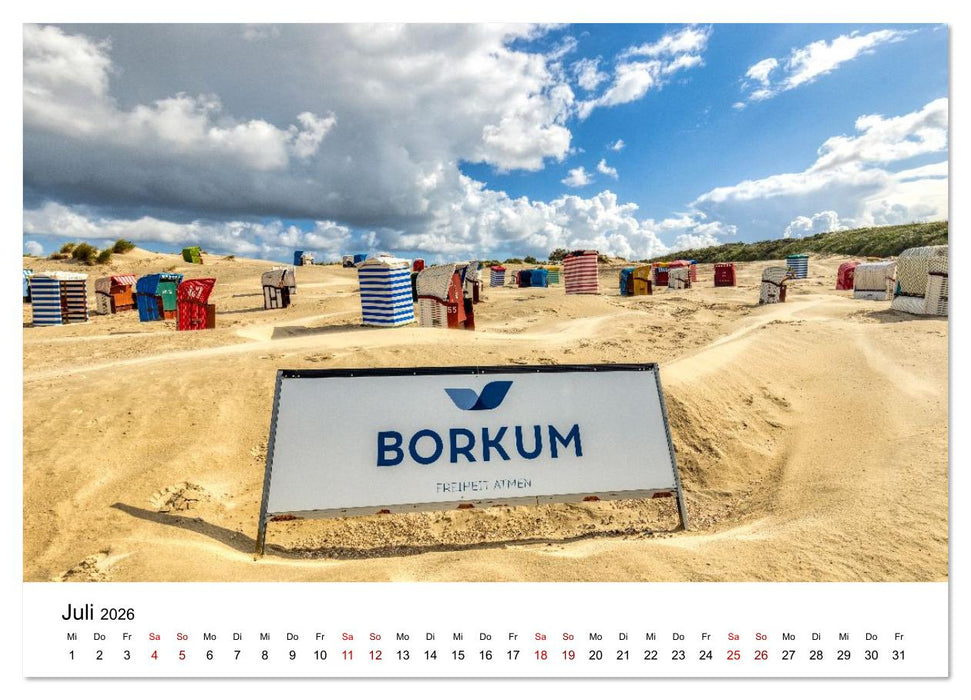 Insel Borkum - Ein Jahr zwischen Wind und Wellen (CALVENDO Premium Wandkalender 2026)