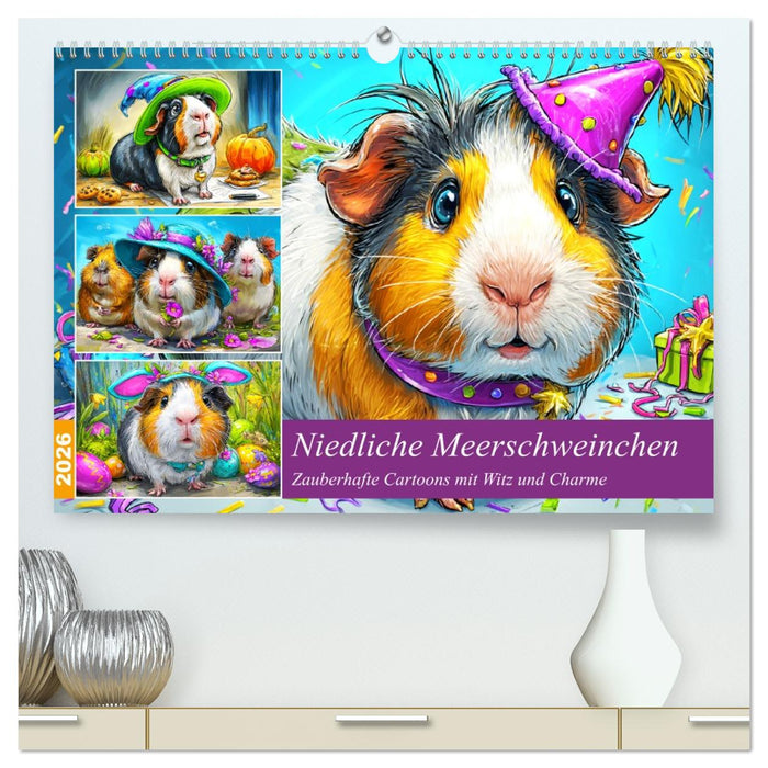 Niedliche Meerschweinchen. Zauberhafte Cartoons mit Witz und Charme (CALVENDO Premium Wandkalender 2026)