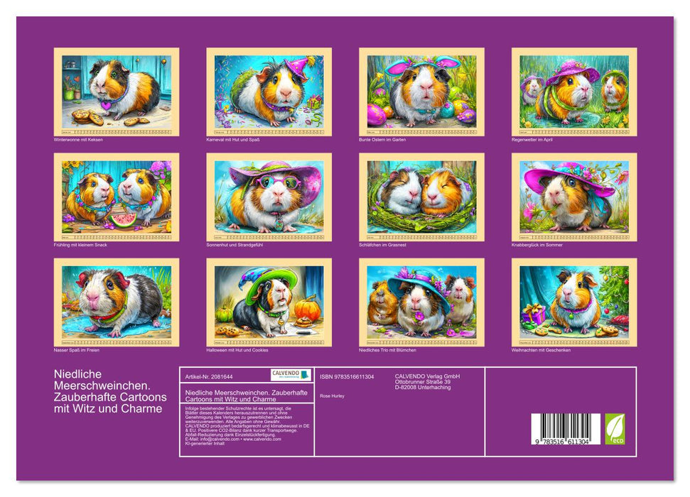 Niedliche Meerschweinchen. Zauberhafte Cartoons mit Witz und Charme (CALVENDO Premium Wandkalender 2026)