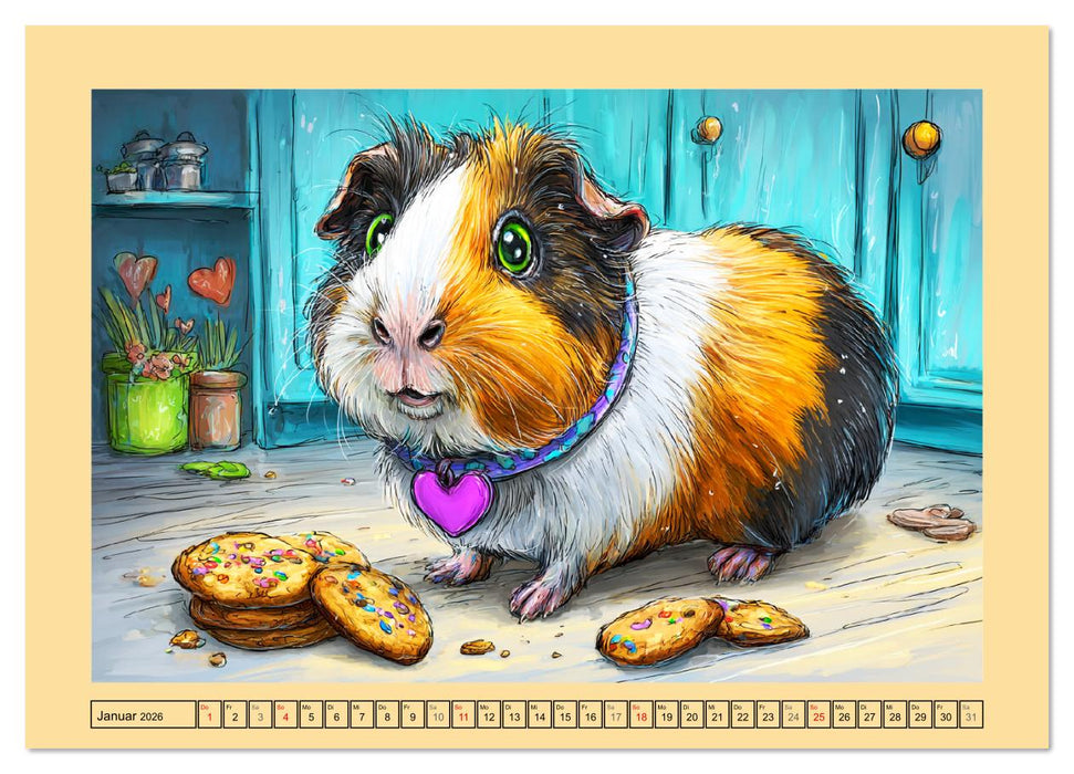 Niedliche Meerschweinchen. Zauberhafte Cartoons mit Witz und Charme (CALVENDO Premium Wandkalender 2026)