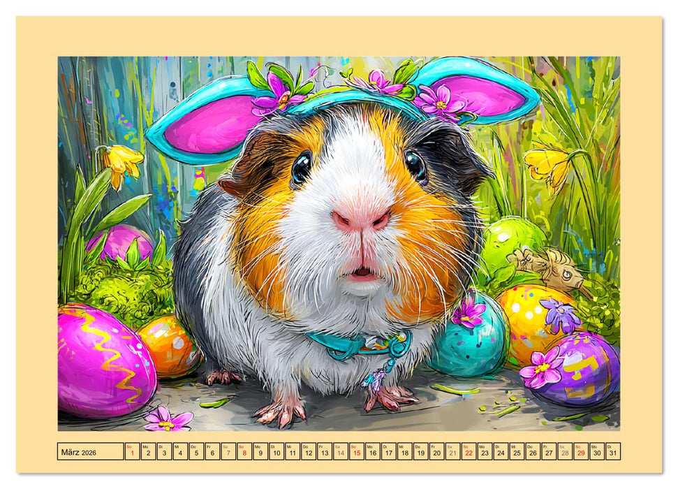 Niedliche Meerschweinchen. Zauberhafte Cartoons mit Witz und Charme (CALVENDO Premium Wandkalender 2026)