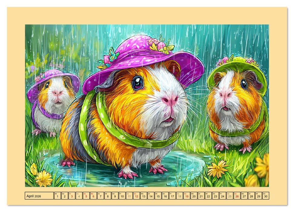 Niedliche Meerschweinchen. Zauberhafte Cartoons mit Witz und Charme (CALVENDO Premium Wandkalender 2026)