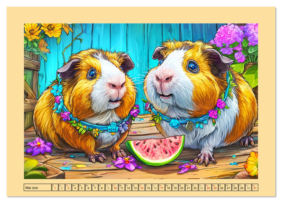 Niedliche Meerschweinchen. Zauberhafte Cartoons mit Witz und Charme (CALVENDO Premium Wandkalender 2026)