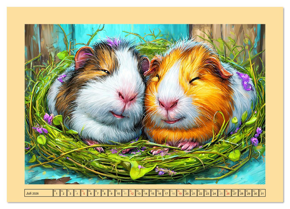 Niedliche Meerschweinchen. Zauberhafte Cartoons mit Witz und Charme (CALVENDO Premium Wandkalender 2026)