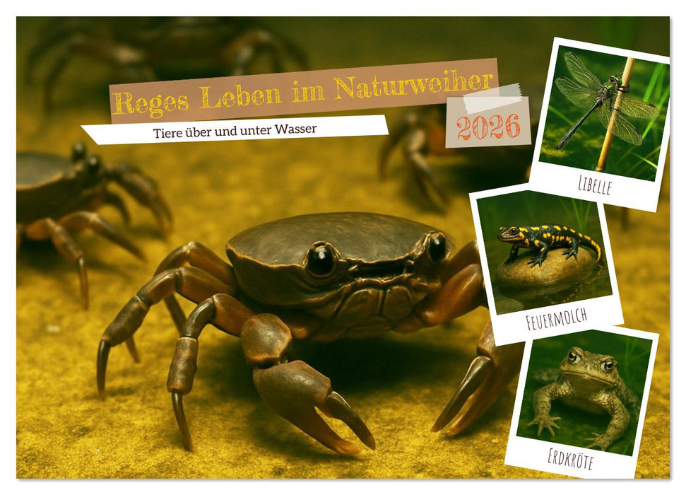 Reges Leben im Naturweiher - Tiere über und unter Wasser (CALVENDO Wandkalender 2026)