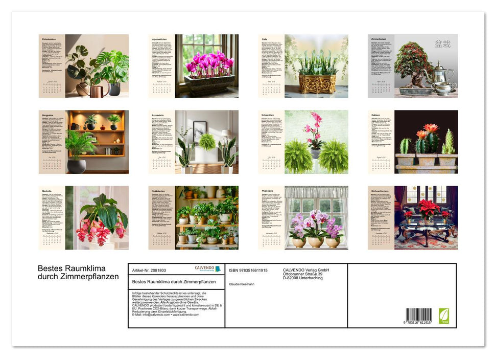 Bestes Raumklima durch Zimmerpflanzen (CALVENDO Wandkalender 2026)
