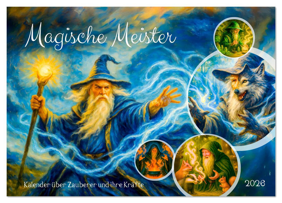 Magische Meister - Kalender über Zauberer und ihre Kräfte (CALVENDO Wandkalender 2026)