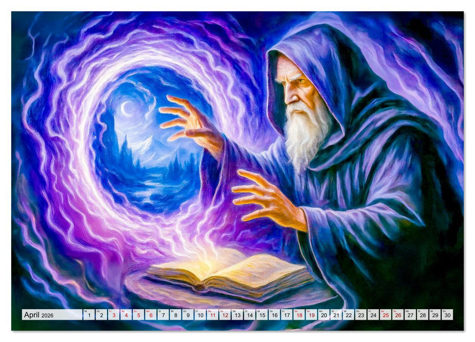 Magische Meister - Kalender über Zauberer und ihre Kräfte (CALVENDO Wandkalender 2026)
