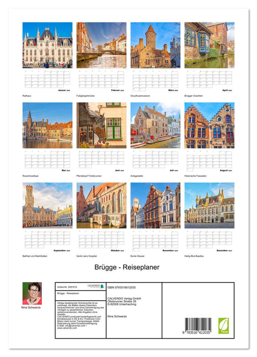 Brügge - Reiseplaner (CALVENDO Premium Wandkalender 2026)