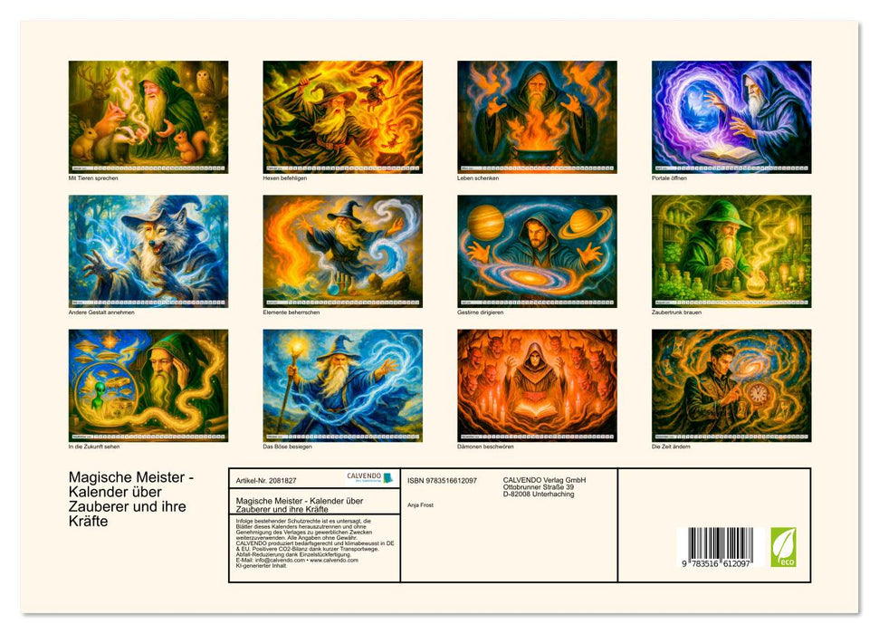 Magische Meister - Kalender über Zauberer und ihre Kräfte (CALVENDO Premium Wandkalender 2026)