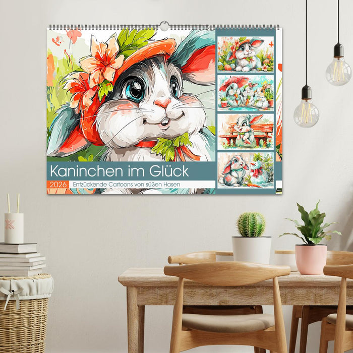 Kaninchen im Glück. Entzückende Cartoons von süßen Hasen (CALVENDO Wandkalender 2026)