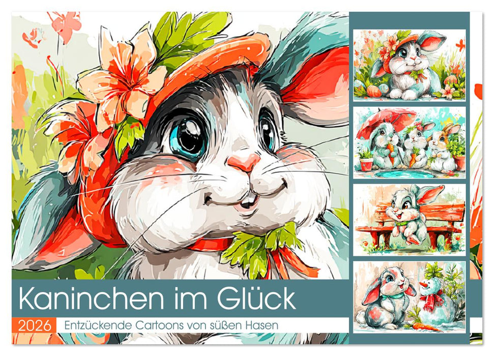 Kaninchen im Glück. Entzückende Cartoons von süßen Hasen (CALVENDO Wandkalender 2026)