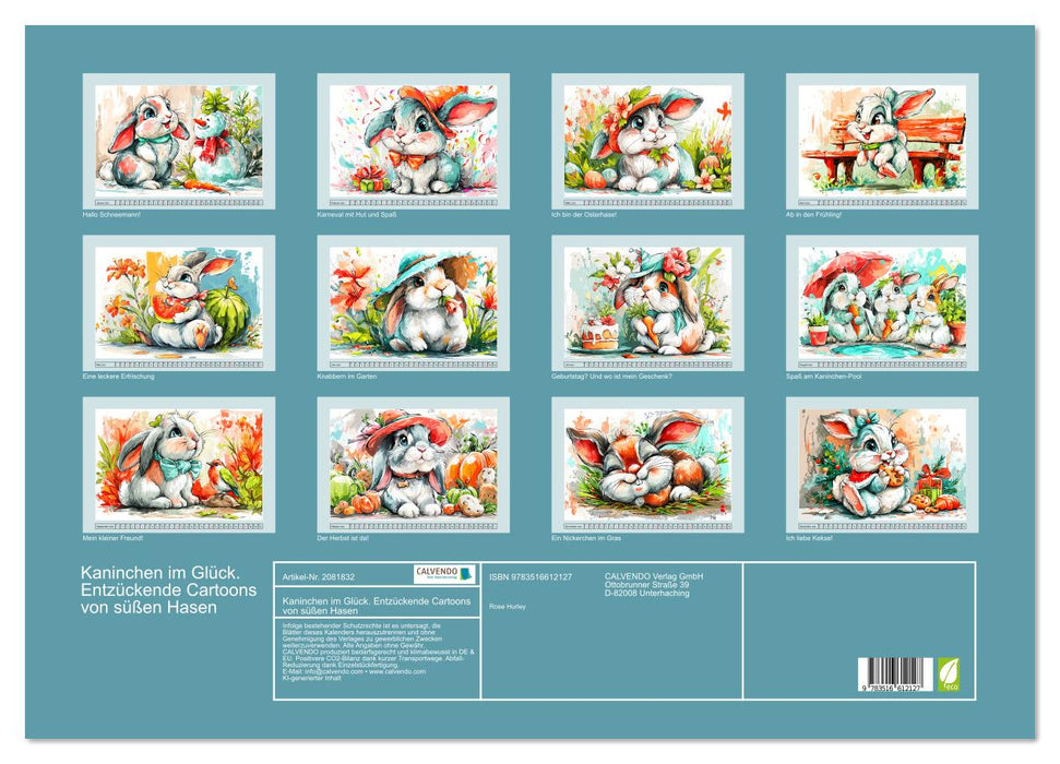 Kaninchen im Glück. Entzückende Cartoons von süßen Hasen (CALVENDO Wandkalender 2026)