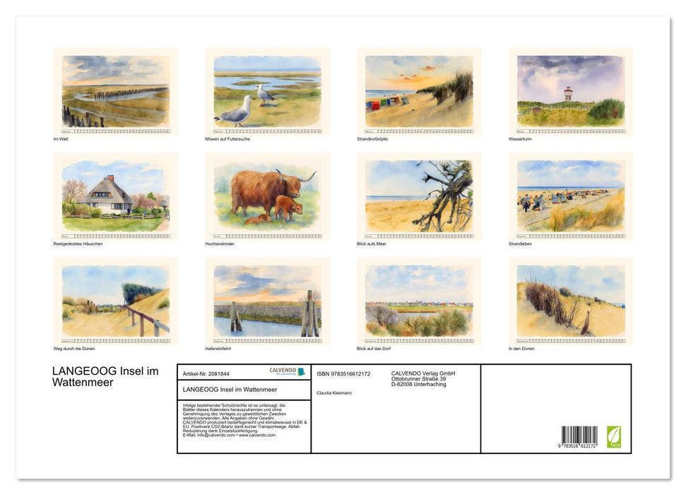LANGEOOG Insel im Wattenmeer (CALVENDO Wandkalender 2026)