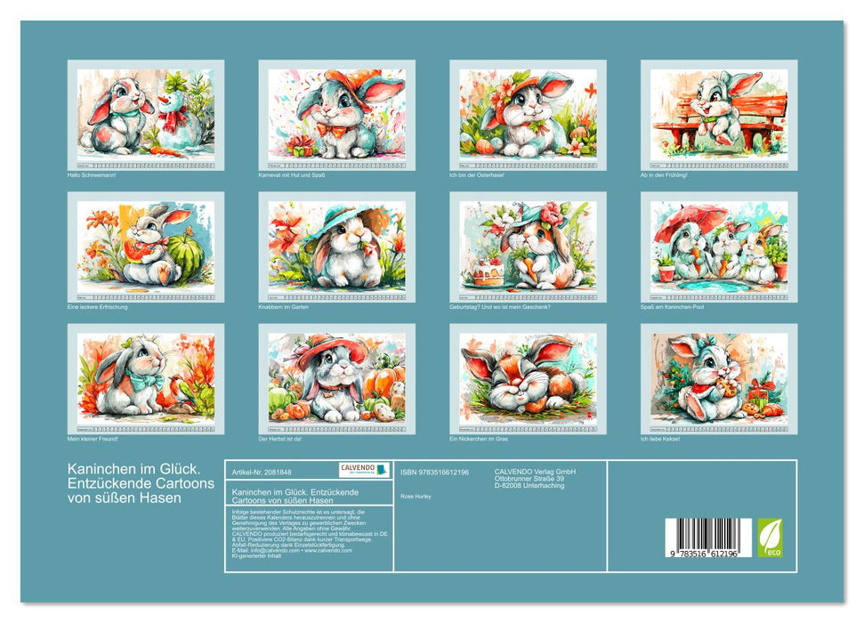 Kaninchen im Glück. Entzückende Cartoons von süßen Hasen (CALVENDO Premium Wandkalender 2026)