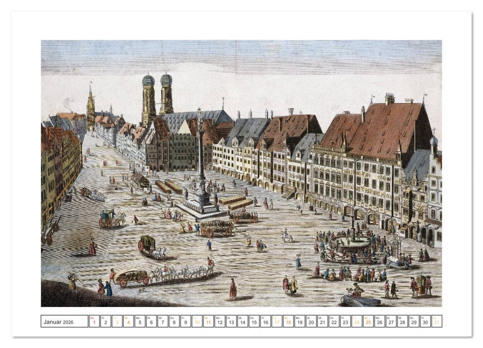 München: In alten Stichen und Zeichnungen (CALVENDO Premium Wandkalender 2026)